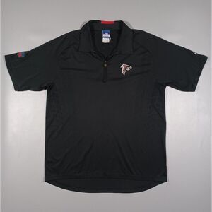 Atlanta Falcons Shirt Mens‎ M Black 1/4 Zip Polo Reebok Embroidered Logo